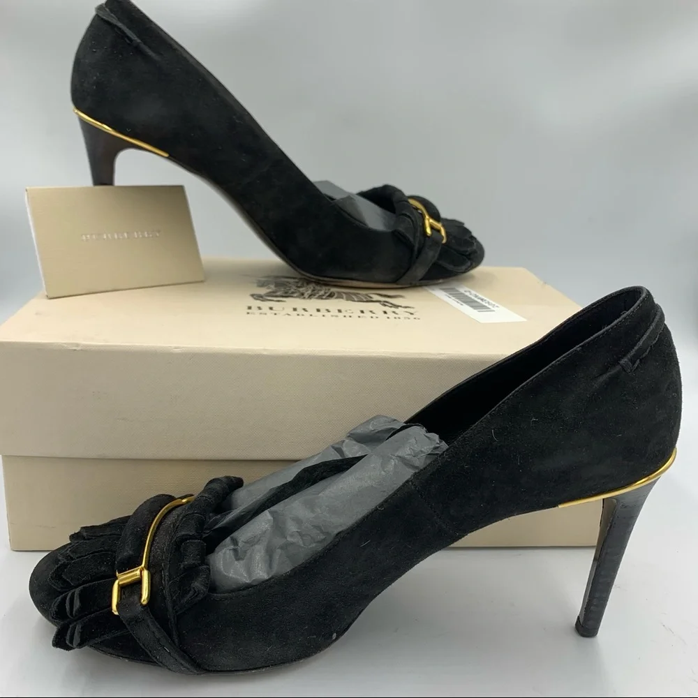 Burberry Metal Bar Hampden Fringe Black Pump